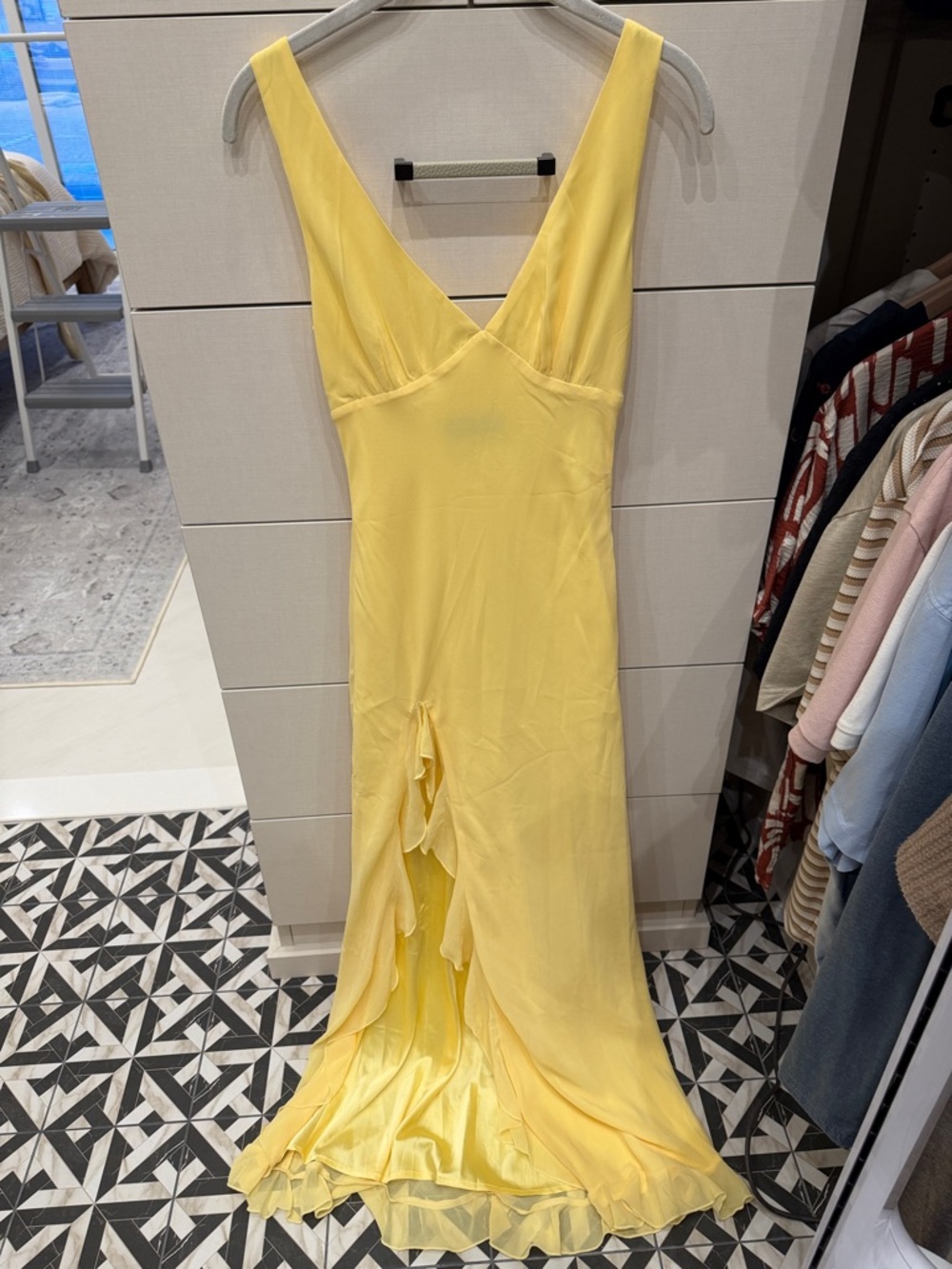White Fox Boutique Yellow V-Neck Maxi Gown